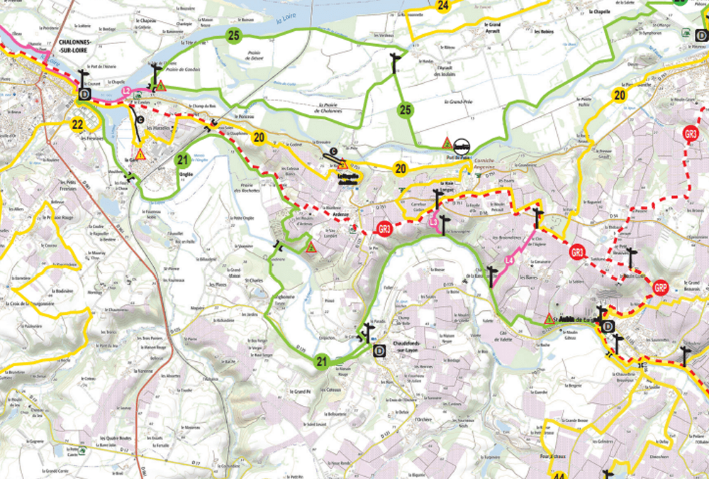 Carte de randonnées en Loire Layon Aubance